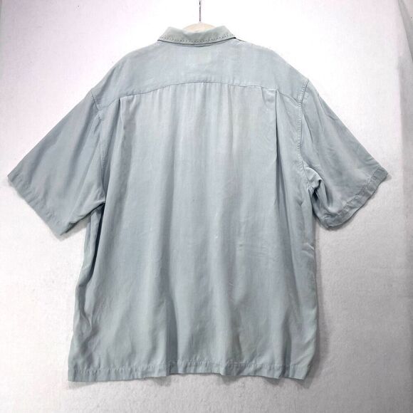 Nat Nast Shirt Men XL Light Blue 100% Silk Short Sleeve Retro Sopranos Classic - Picture 2 of 12